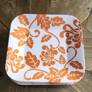 Orange and White Square Plates Thanksgiving Target Home Brand Melamine Leaves
